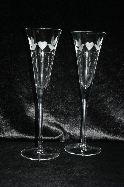Champagne glazen "Tortelduifjes"
