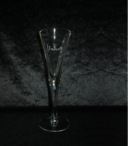 Grote champagne kelk + gravure