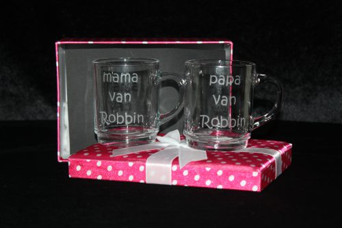 Set theeglazen "Papa&Mama" + gravure