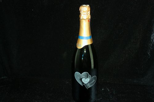 Fles "Bubbels" met gravure