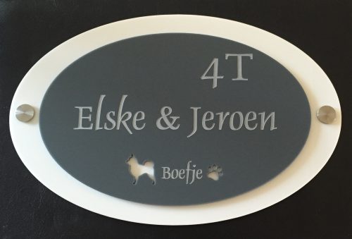 Naambord kunststof ovaal "Elske & Jeroen"