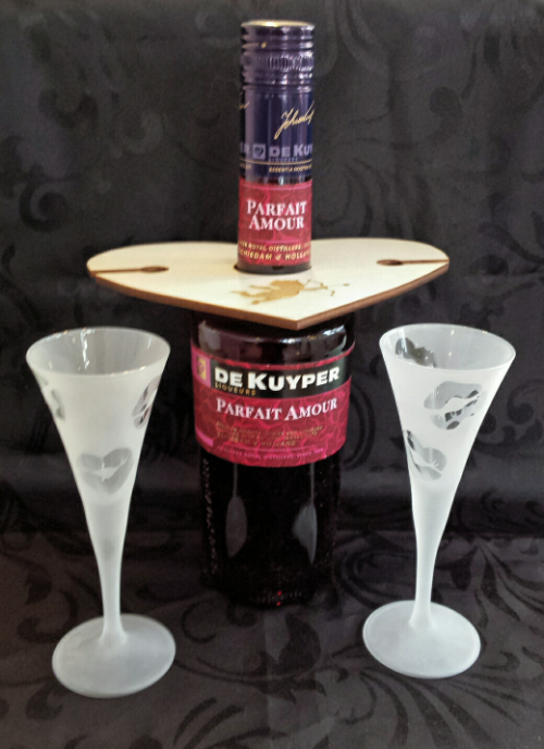Parfait Amour set met 'kus' glaasjes en een glazendrager - Afbeelding 5