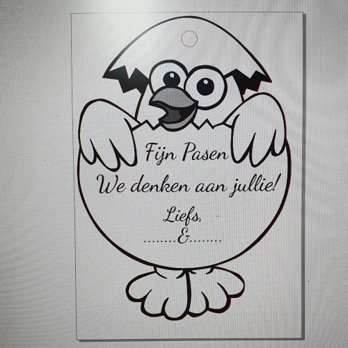 Schaaltje Kip met houten label met lieve tekst - Afbeelding 4