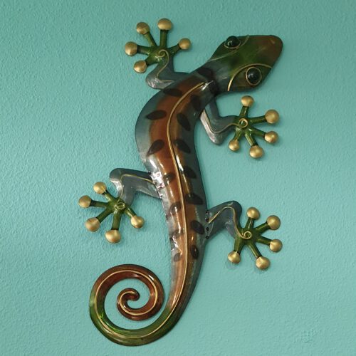 muurdecoratie gekko van metaal