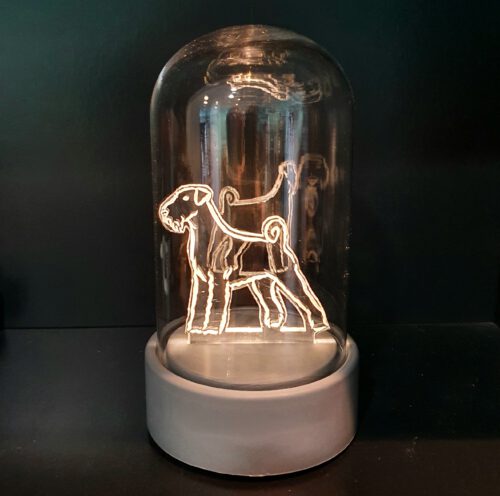led-lampje-glazen-stolp-airedaleterrier