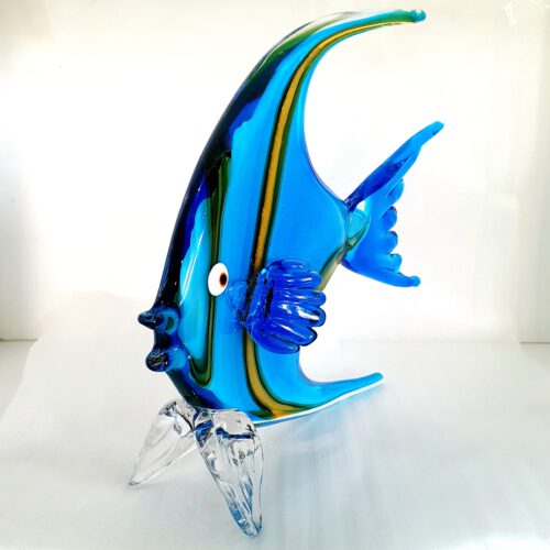 glaskunst blauwe vis zijkant