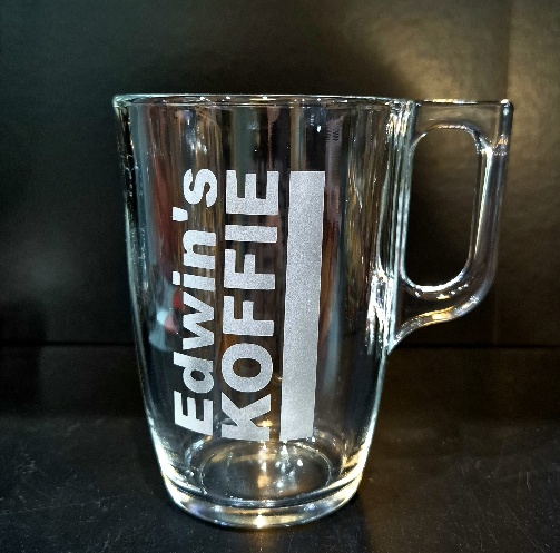 strak design koffieglas met naam